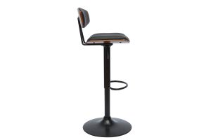 Tabourets de bar design réglables noir et bois foncé (lot de 2) VASCO