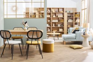 Design-Stühle aus bronzefarbenem Samtstoff, schwarzem Metall und naturfarbenem Rattangeflecht (2er-Set) TOLMA