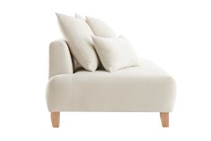Canapé 3 places en tissu effet velours texturé beige et bois clair L200 cm ODEON
