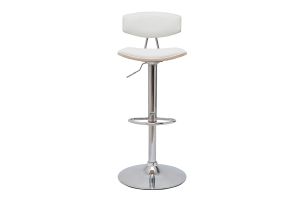 Tabourets de bar design réglables blanc et bois clair (lot de 2) VASCO