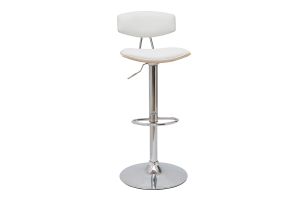 Tabourets de bar design réglables blanc et bois clair (lot de 2) VASCO