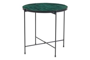 Table basse ronde en céramique vert foncé et métal noir D50 cm KOTTA