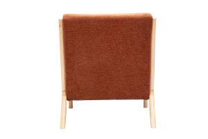Fauteuil scandinave en tissu effet velours terre brûlée et bois clair massif DERRY