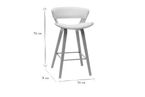 Tabourets de bar design blanc et bois clair H65 cm (lot de 2) SYRAH