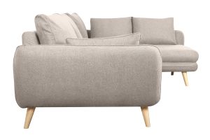 Divano angolare destro scandinavo 5 posti in tessuto beige naturale e legno chiaro CREEP