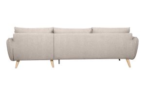 Divano angolare destro scandinavo 5 posti in tessuto beige naturale e legno chiaro CREEP