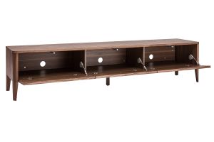 Meuble TV bois foncé noyer 3 tiroirs L180 cm BENJA