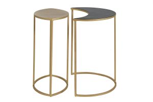 Table d'appoint en métal laqué noir et doré TOSCANE