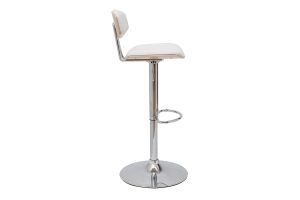 Tabourets de bar design réglables blanc et bois clair (lot de 2) VASCO