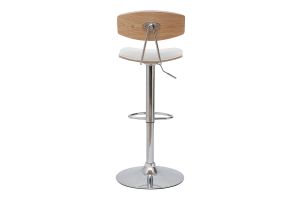 Tabourets de bar design réglables blanc et bois clair (lot de 2) VASCO
