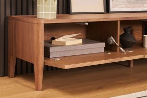 Meuble TV bois foncé noyer 3 tiroirs L180 cm BENJA
