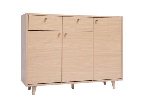 Mobile da ingresso - mobile contenitore per scarpe finitura legno chiaro rovere e metallo dorato L110 cm SILVESTRE
