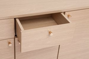 Mobile da ingresso - mobile contenitore per scarpe finitura legno chiaro rovere e metallo dorato L110 cm SILVESTRE