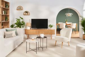 Mensole da parete in rattan naturale e motivo a intreccio L40 cm (set di 2) BOW