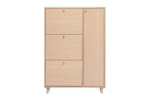 Scarpiera finitura legno chiaro rovere e metallo dorato L90 cm SILVESTRE