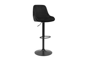 Tabourets de bar design réglables en tissu velours noir et métal noir 360° (lot de 2) HOLO