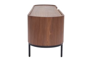 Meuble TV design bois foncé noyer et métal noir avec rangements L180 cm SKYE