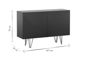 Buffet design gravé noir et métal doré 2 portes L107 cm OZEN
