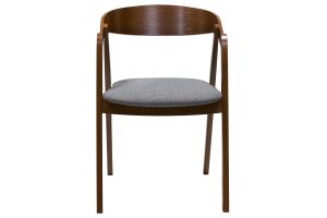 Chaises vintage empilables en bois teinté noyer et tissu gris (lot de 2) LOVA