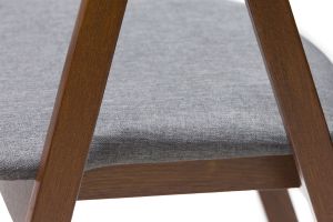 Chaises vintage empilables en bois teinté noyer et tissu gris (lot de 2) LOVA