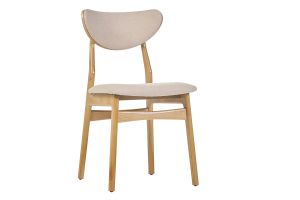 Chaises scandinaves en tissu effet laine bouclée beige et bois clair chêne massif (lot de 2) MAYA