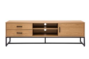 Meuble TV finition bois clair chêne et métal noir L160 cm LOVATO