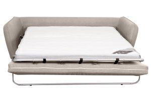 Canapé convertible scandinave 3 places en tissu beige avec matelas 10 cm CREEP