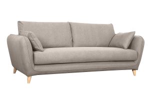 Canapé convertible scandinave 3 places en tissu beige avec matelas 10 cm CREEP