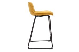 Tabourets de bar en tissu effet velours texturé jaune moutarde et métal H65 cm (lot de 2) BOOST
