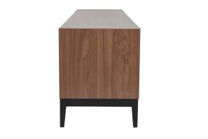 Meuble TV vintage finition bois foncé noyer et métal noir avec rangements L180 cm SARTO