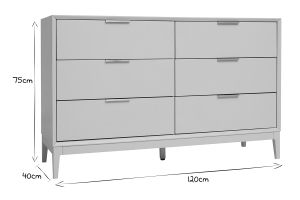 Commode rose poudré et métal doré 6 tiroirs L120 cm GIANA