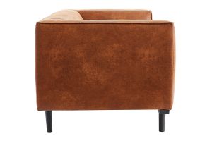 Canapé design 2-3 places en cuir aspect vieilli marron cognac MORRIS