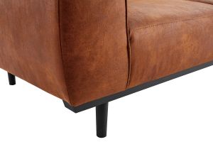 Canapé design 2-3 places en cuir aspect vieilli marron cognac MORRIS