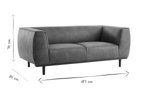 Canapé design 2-3 places en cuir aspect vieilli marron cognac MORRIS