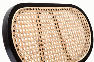 Chaises design en tissu velours bronze, métal noir et cannage rotin naturel (lot de 2) TOLMA