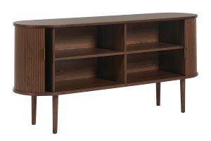 Buffet vintage en bois foncé noyer 2 portes coulissantes L160 cm EPIC