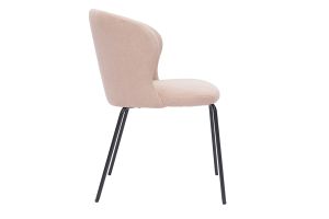 Chaise design en tissu effet velours rose poudré et métal noir YDA