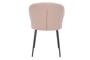 Chaise design en tissu effet velours rose poudré et métal noir YDA