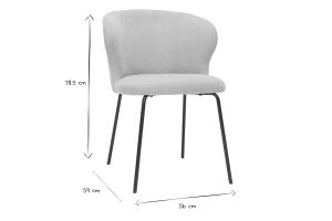 Chaise design en tissu effet velours rose poudré et métal noir YDA
