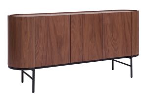 Buffet design bois foncé noyer et métal noir 3 portes L160 cm SKYE