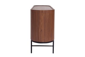 Buffet design bois foncé noyer et métal noir 3 portes L160 cm SKYE