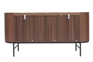 Buffet design bois foncé noyer et métal noir 3 portes L160 cm SKYE