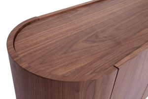 Buffet design bois foncé noyer et métal noir 3 portes L160 cm SKYE