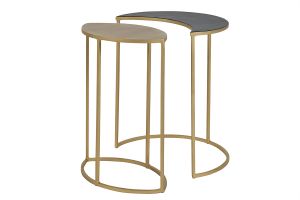 Table d'appoint en métal laqué noir et doré TOSCANE
