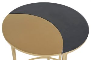 Table d'appoint en métal laqué noir et doré TOSCANE