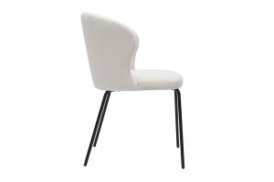 Chaise design blanche en tissu effet laine bouclée et métal noir YDA