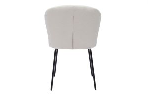 Chaise design blanche en tissu effet laine bouclée et métal noir YDA