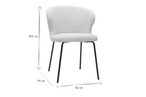 Chaise design blanche en tissu effet laine bouclée et métal noir YDA