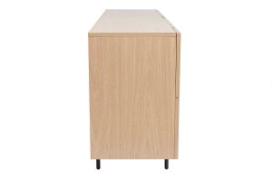Buffet design finition bois clair chêne et métal noir 2 portes 4 tiroirs L180 cm ALASKA