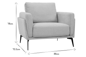 Fauteuil design en tissu effet velours texturé beige et métal noir MOSCO